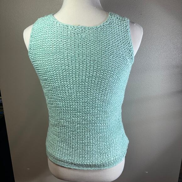 Sigrid Olsen Sport Womens Small Scoop Neck Sleeveless Knit Tank Top aqua Blue - Picture 2 of 6